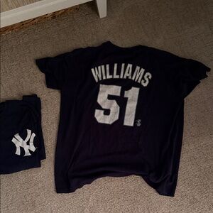 Vintage Bernie Williams New York Yankees Name and Number T Shirt Midnight Blue